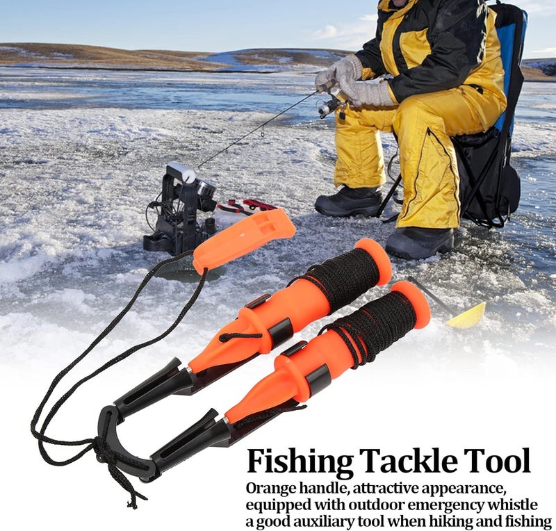 ariarly Winter Ice Fishing Safety Kit 2Pcs Ice Picks with Emergency Whistle, Essential Life Saving Tackle Tool (Black Rope) - Image 3
